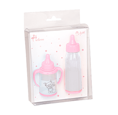 1 x Set of 2 Dolls Bottles pink